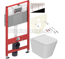 Комплект Унитаз подвесной Bauedge Bau Stil PRO белый, безободковый, с микролифтом + Инсталляция TECE Now 9400412 4 в 1 с кнопкой смыва