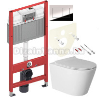 Комплект Унитаз подвесной BOND Oval F03-10 безободковый, с микролифтом + Инсталляция TECE Now 9400412 4 в 1 с кнопкой смыва