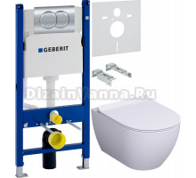 Комплект Унитаз подвесной BOND Oval F01-10 безободковый, с микролифтом, белый + Инсталляция Geberit Duofix Delta 458.149.21.1 с кнопкой смыва, хром + Шумоизоляция 156.050.00.1