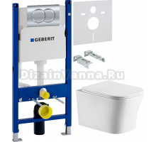 Комплект Унитаз подвесной Cerutti Spa Marmolada Aria 7778 безободковый, с микролифтом + Инсталляция Geberit Duofix Delta 458.149.21.1 с кнопкой смыва, хром + Шумоизоляция 156.050.00.1