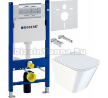 Комплект Унитаз подвесной IDDIS Bild BILRDSEi25 безободковый, с микролифтом + Инсталляция Geberit Duofix Delta 458.149.21.1 с кнопкой смыва, хром + Шумоизоляция 156.050.00.1