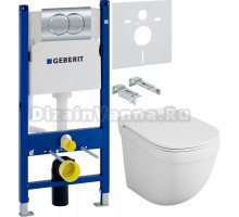 Комплект Унитаз подвесной Owl 1975 Eld TOWLT190101 безободковый + Инсталляция Geberit Duofix Delta 458.149.21.1 с кнопкой смыва, хром + Шумоизоляция 156.050.00.1