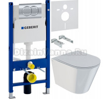 Комплект Унитаз подвесной IDDIS Calipso CALRDSEI25 + Инсталляция Geberit Duofix Delta 458.149.21.1 с кнопкой смыва, хром + Шумоизоляция 156.050.00.1