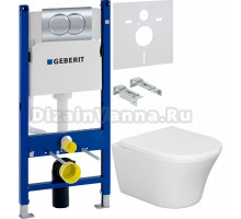 Комплект Унитаз подвесной STWORKI Вестерос HCVST1700SC безободковый, с микролифтом + Инсталляция Geberit Duofix Delta 458.149.21.1 с кнопкой смыва, хром + Шумоизоляция 156.050.00.1