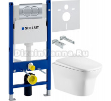 Комплект Унитаз подвесной Cerutti Spa Ami Aria 8780 безободковый, с микролифтом + Инсталляция Geberit Duofix Delta 458.149.21.1 с кнопкой смыва, хром + Шумоизоляция 156.050.00.1