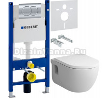 Комплект Унитаз подвесной AM.PM Like C801701SC FlashClean с микролифтом + Инсталляция Geberit Duofix Delta 458.149.21.1 с кнопкой смыва, хром + Шумоизоляция 156.050.00.1