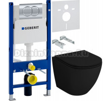 Комплект Унитаз подвесной Grossman GR-4455BMS безободковый + Инсталляция Geberit Duofix Delta 458.149.21.1 с кнопкой смыва, хром + Шумоизоляция 156.050.00.1