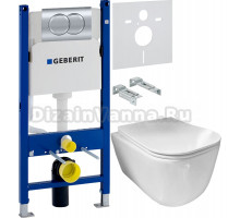 Комплект Унитаз подвесной Ceramicanova New Day CN3005 с микролифтом, безободковый + Инсталляция Geberit Duofix Delta 458.149.21.1 с кнопкой смыва, хром + Шумоизоляция 156.050.00.1