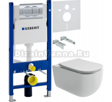 Комплект Унитаз подвесной Ceramicanova Noel CN3013 + Инсталляция Geberit Duofix Delta 458.149.21.1 с кнопкой смыва, хром + Шумоизоляция 156.050.00.1