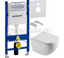 Комплект Унитаз подвесной STWORKI Скаген SK-09up безободковый, с микролитом + Инсталляция Geberit Duofix Delta 458.149.21.1 с кнопкой смыва, хром + Шумоизоляция 156.050.00.1