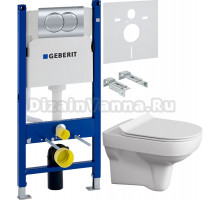 Комплект Унитаз подвесной Cersanit City Clean On DPL EO slim + Инсталляция Geberit Duofix Delta 458.149.21.1 с кнопкой смыва, хром + Шумоизоляция 156.050.00.1