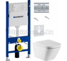 Комплект Унитаз подвесной Roca Gap 34647L000 + Крышка 801472004 с микролифтом, петли хром + Инсталляция Geberit Duofix Delta 458.149.21.1 с кнопкой смыва, хром + Шумоизоляция 156.050.00.1