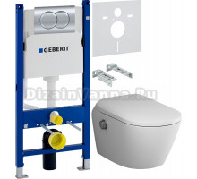 Комплект Унитаз подвесной AM.PM Sensation CCC301700SC с функцией биде, микролифтом + Инсталляция Geberit Duofix Delta 458.149.21.1 с кнопкой смыва, хром + Шумоизоляция 156.050.00.1