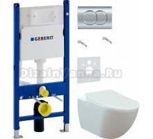 Комплект Унитаз подвесной Creavit Free FE322.00000 + Крышка KC4080.00 с микролифтом, ультратонкая, белая + Инсталляция Geberit Duofix Delta 458.149.21.1 с кнопкой смыва, хром + Шумоизоляция 156.050.00.1