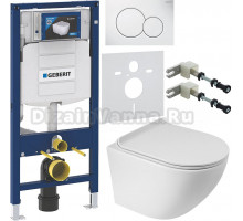 Комплект Унитаз подвесной BelBagno Sfera-r BB046CHR + Крышка BB901SC с микролифтом + Инсталляция Geberit Duofix UP 320 111.300.00.5 + Кнопка Sigma 01 115.770.11.5 белая + Крепления 111.815.00.1 к стене + Шумоизоляция 156.050.00.1