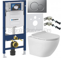 Комплект Унитаз подвесной BelBagno Sfera-r BB046CHR + Крышка Piano BB2111SC с микролифтом + Инсталляция Geberit Duofix UP 320 111.300.00.5 + Кнопка Sigma 01 115.770.JQ.5 лакированная, матовый хром + Крепления 111.815.00.1 к стене + Шумоизоляция 156.050.00