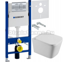 Комплект Унитаз подвесной STWORKI Бурос BU-04up безободковый, с микролифтом + Инсталляция Geberit Duofix Delta 458.149.21.1 с кнопкой смыва, хром + Шумоизоляция 156.050.00.1