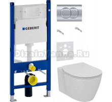 Комплект Унитаз подвесной Ideal Standard Connect AquaBlade E047901 + Крышка E772301 + Инсталляция Geberit Duofix Delta 458.149.21.1 с кнопкой смыва, хром + Шумоизоляция 156.050.00.1