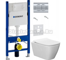 Комплект Унитаз подвесной Ideal Standard I Life B T461401 безободковая, euro white + Крышка T500301 с микролифтом + Инсталляция Geberit Duofix Delta 458.149.21.1 с кнопкой смыва, хром + Шумоизоляция 156.050.00.1