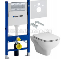 Комплект Унитаз подвесной STWORKI Берген HCBRG1700SC безободковый, с микролифтом + Инсталляция Geberit Duofix Delta 458.149.21.1 с кнопкой смыва, хром + Шумоизоляция 156.050.00.1