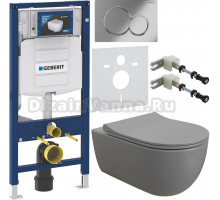 Комплект Унитаз подвесной BOCCHI V-Tondo 1416-006-0129 безободковая, серая матовая + Крышка A0336-006 с микролифтом, серая матовая + Инсталляция Geberit Duofix UP 320 111.300.00.5 + Кнопка Sigma 01 115.770.21.5 хром + Крепления 111.815.00.1 к стене + Шумо