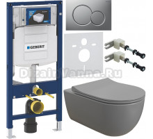 Комплект Унитаз подвесной BOCCHI V-Tondo 1416-006-0129 безободковая, серая матовая + Крышка A0336-006 с микролифтом, серая матовая + Инсталляция Geberit Duofix UP 320 111.300.00.5 + Кнопка Sigma 01 115.770.JQ.5 лакированная, матовый хром + Крепления 111.8