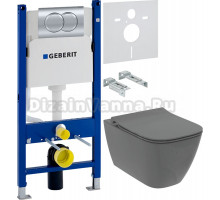 Комплект Унитаз подвесной Ideal Standard I Life B T533058 безободковый, с микролифтом, технология RimLS+, серый + Инсталляция Geberit Duofix Delta 458.149.21.1 с кнопкой смыва, хром + Шумоизоляция 156.050.00.1