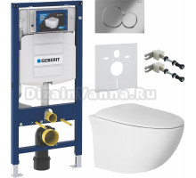 Комплект Унитаз подвесной BOND Oval F05-10 безободковый, с микролифтом + Инсталляция Geberit Duofix UP 320 111.300.00.5 + Кнопка Sigma 01 115.770.21.5 хром + Шумоизоляция 156.050.00.1 + Крепления 111.815.00.1 к стене