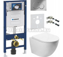 Комплект Унитаз подвесной SantiLine SL-5005 безободковый, с микролифтом + Инсталляция Geberit Duofix UP 320 111.300.00.5 + Кнопка Sigma 01 115.770.21.5 хром + Шумоизоляция 156.050.00.1 + Крепления 111.815.00.1 к стене