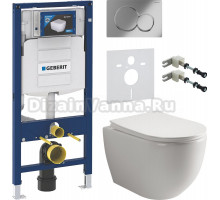 Комплект Унитаз подвесной Ceramicanova Mia Rimless CN1805 + Инсталляция Geberit Duofix UP 320 111.300.00.5 + Кнопка Sigma 01 115.770.21.5 хром + Шумоизоляция 156.050.00.1 + Крепления 111.815.00.1 к стене