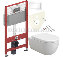 Комплект Унитаз подвесной BOCCHI V-Tondo 1416-001-0129 белая глянцевая + Крышка A0301-001 с микролифтом + Инсталляция TECE Base 9400413 4 в 1 с кнопкой смыва