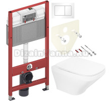 Комплект Унитаз подвесной BelBagno Sela BB3201CHR белая + Крышка BB3201SC белая + Инсталляция TECE Base 9400413 4 в 1 с кнопкой смыва