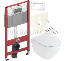 Комплект Унитаз подвесной Cezares Stylus CZR-513-TH-R + Крышка CZR-2316-SC с микролифтом + Инсталляция TECE Base 9400413 4 в 1 с кнопкой смыва