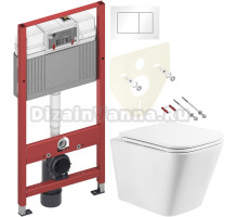 Комплект Унитаз подвесной BelBagno Ardente-R BB520CHR безободковая + Крышка BB2322SC с микролифтом + Инсталляция TECE Base 9400413 4 в 1 с кнопкой смыва