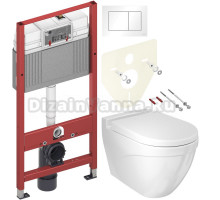 Комплект Унитаз подвесной BOCCHI Taormina Arch 1012-001-0129 белая + Крышка A0301-001 с микролифтом + Инсталляция TECE Base 9400413 4 в 1 с кнопкой смыва