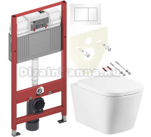 Комплект Унитаз подвесной BelBagno Albano BB120CHR + Крышка BB120SC с микролифтом + Инсталляция TECE Base 9400413 4 в 1 с кнопкой смыва