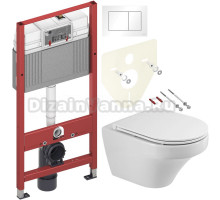 Комплект Унитаз подвесной Cezares Duet CZR-2462-TH-TOR + Крышка CZR-870-SC с микролифтом + Инсталляция TECE Base 9400413 4 в 1 с кнопкой смыва