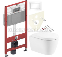 Комплект Унитаз подвесной BelBagno Marino BB105CHR безободковая + Крышка BB105SC с микролифтом, петли хром + Инсталляция TECE Base 9400413 4 в 1 с кнопкой смыва