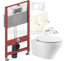 Комплект Унитаз подвесной BelBagno Acqua BB340CHR + Крышка Prospero BB2020SC с микролифтом, петли хром + Инсталляция TECE Base 9400413 4 в 1 с кнопкой смыва