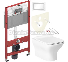 Комплект Унитаз подвесной BelBagno Romano BB248CHR-SM + Крышка BB2112SC с микролифтом + Инсталляция TECE Base 9400413 4 в 1 с кнопкой смыва