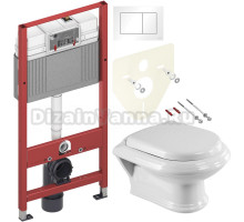 Комплект Унитаз подвесной Cezares King palace CZR-163-TH + Крышка Giubileo CZR-6045-SC с микролифтом + Инсталляция TECE Base 9400413 4 в 1 с кнопкой смыва