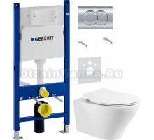 Комплект Унитаз подвесной BelBagno Acqua BB340CHR + Крышка Prospero BB2020SC с микролифтом, петли хром + Инсталляция Geberit Duofix Delta 458.149.21.1 с кнопкой смыва, хром + Шумоизоляция 156.050.00.1