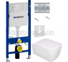 Комплект Унитаз подвесной GSG Brio BRWCSO000 безободковая, белый глянец + Крышка BRCOPRSLTICRCN000 с микролифтом, белый глянец + Инсталляция Geberit Duofix Delta 458.149.21.1 с кнопкой смыва, хром + Шумоизоляция 156.050.00.1