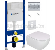 Комплект Унитаз подвесной GSG Like LKWCSO000 безободковая, белый глянец + Крышка LKCOPRSLTICRCN000 с микролифтом, белый глянец + Инсталляция Geberit Duofix Delta 458.149.21.1 с кнопкой смыва, хром + Шумоизоляция 156.050.00.1