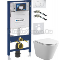 Комплект Унитаз подвесной Bauedge Bau Nimb белый, безободковый, с микролифтом + Крепления Geberit Duofix 111.815.00.1 к стене + Шумоизоляция 156.050.00.1 + Инсталляция UP 320 111.300.00.5 + Кнопка Sigma 01 115.770.11.5 белая