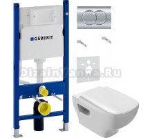 Комплект Унитаз подвесной Jacob Delafon Struktura EDE102 + Крышка E70024 с микролифтом + Инсталляция Geberit Duofix Delta 458.149.21.1 с кнопкой смыва, хром + Шумоизоляция 156.050.00.1