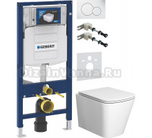 Комплект Унитаз подвесной Bauedge Bau Stil белый, безободковый, с микролифтом + Крепления Geberit Duofix 111.815.00.1 к стене + Шумоизоляция 156.050.00.1 + Инсталляция UP 320 111.300.00.5 + Кнопка Sigma 01 115.770.11.5 белая