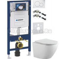 Комплект Унитаз подвесной Bauedge Bau Dream PRO-2 белый, безободковый, с микролифтом + Крепления Geberit Duofix 111.815.00.1 к стене + Шумоизоляция 156.050.00.1 + Инсталляция UP 320 111.300.00.5 + Кнопка Sigma 01 115.770.11.5 белая