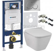 Комплект Унитаз подвесной Seramiksan Saturn Rimout A141151H безободковая + Крышка Bold A090001 с микролифтом + Инсталляция Geberit Duofix UP 320 111.300.00.5 + Кнопка Sigma 01 115.770.21.5 хром + Крепления 111.815.00.1 к стене + Шумоизоляция 156.050.00.1