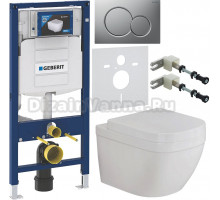 Комплект Унитаз подвесной Grohe Euro Ceramic 39328000 + Крышка 39330001 с микролифтом + Инсталляция Geberit Duofix UP 320 111.300.00.5 + Кнопка Sigma 01 115.770.JQ.5 лакированная, матовый хром + Крепления 111.815.00.1 к стене + Шумоизоляция 156.050.00.1